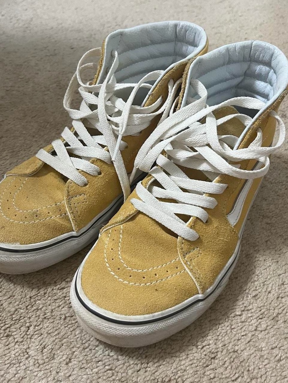 ੈ✩‧₊˚  vans high top yellow suede shoes